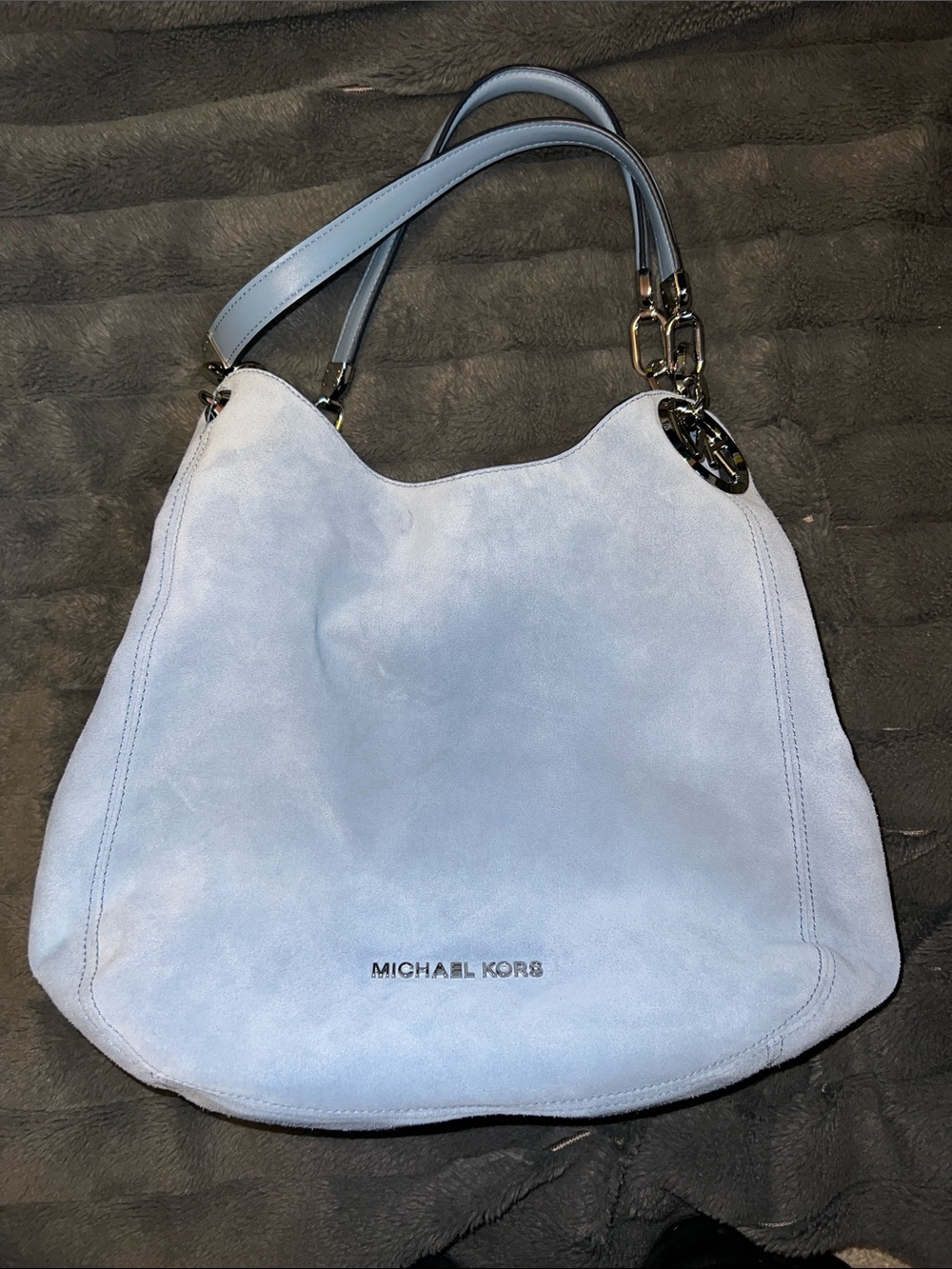 Michael Kors Powder Blue Suede Shoulder Hobo